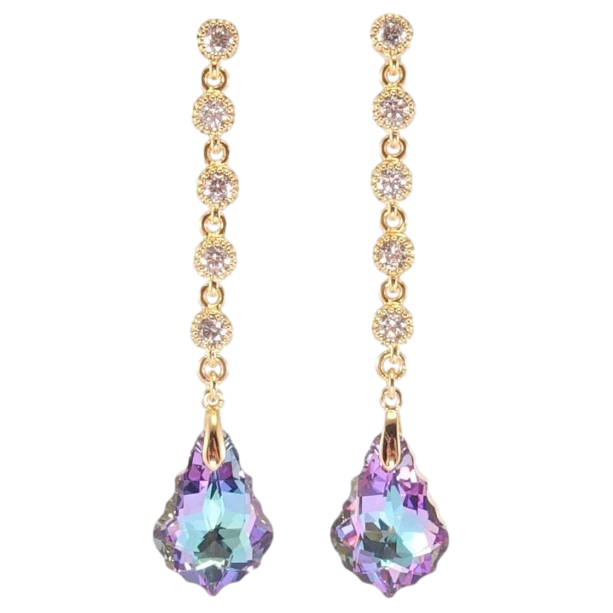 Сережки Xuping колір 18K з кристалами Swarovski пусети "Кристали Paradise Shine на доріжці" фото №1