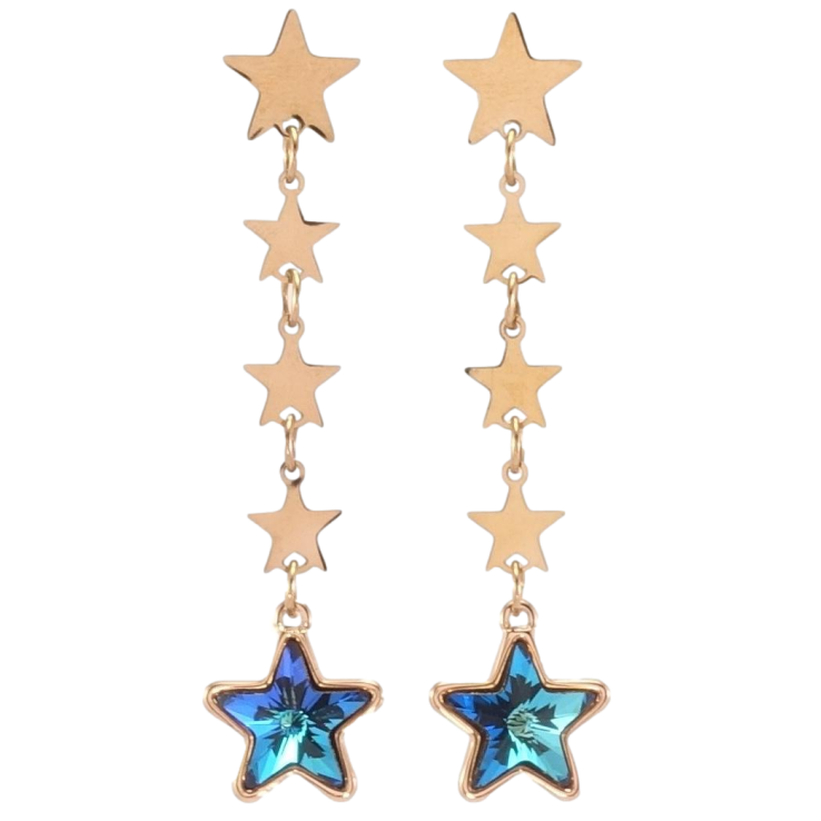 Сережки Xuping колір РВ з кристалами Swarovski пусети Зоряні підвіски з кристалами Capri Blue фото №10 Сережки Xuping колір РВ з кристалами Swarovski пусети Зоряні підвіски з кристалами Capri Blue фото №10