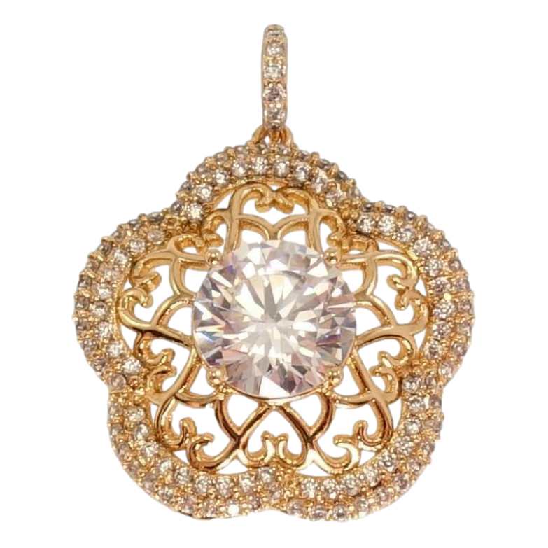 Кулон Xuping Позолота 18K Ажурный цветочек с цирконием фото №1