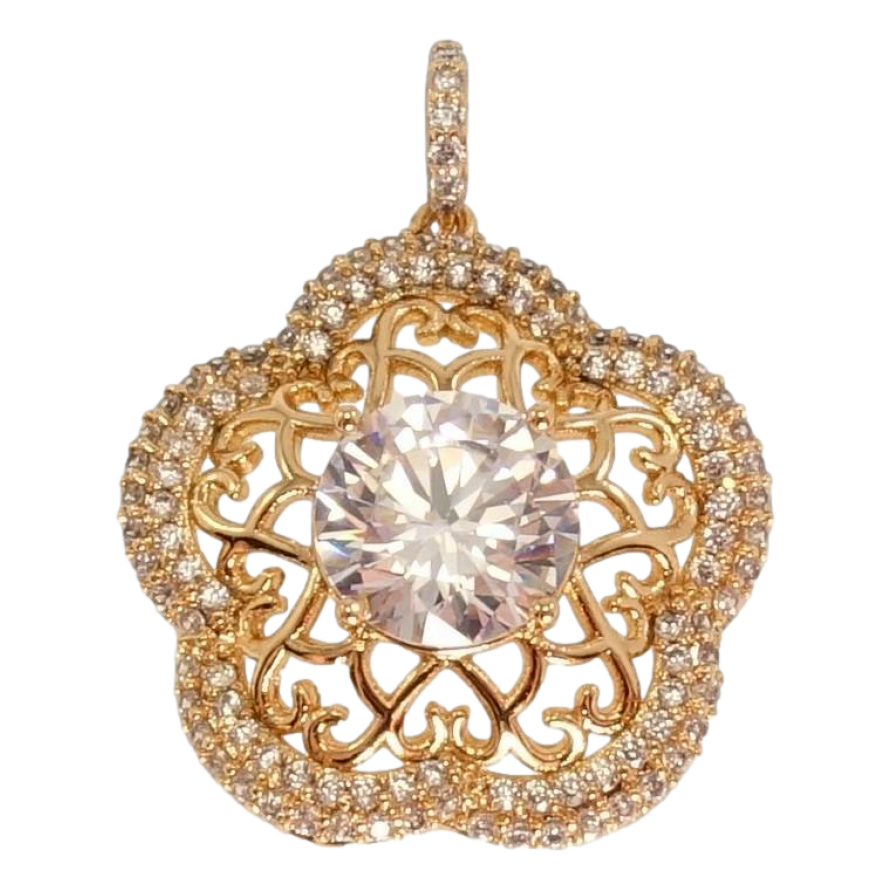 Кулон Xuping Позолота 18K Ажурный цветочек с цирконием фото №1