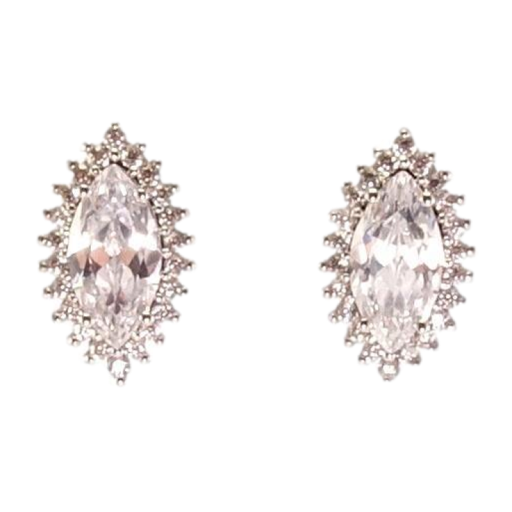 Сережки Xuping Родій пусети Кристал в ограновуванні Маркіз у променистому обрамленні цирконію фото №23