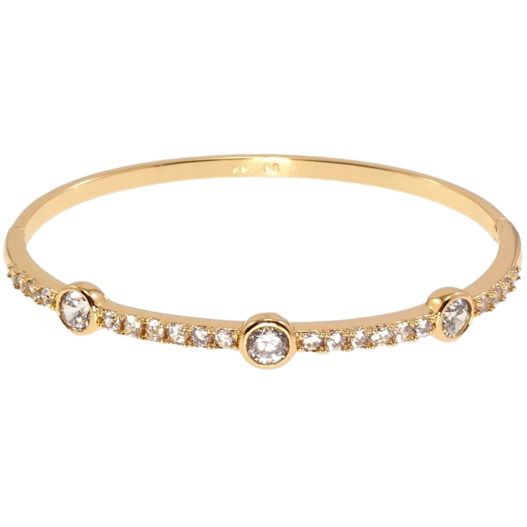 Браслет Xuping Позолота 18K Дорожка циркония с тремя фианитами ø 6см фото №21