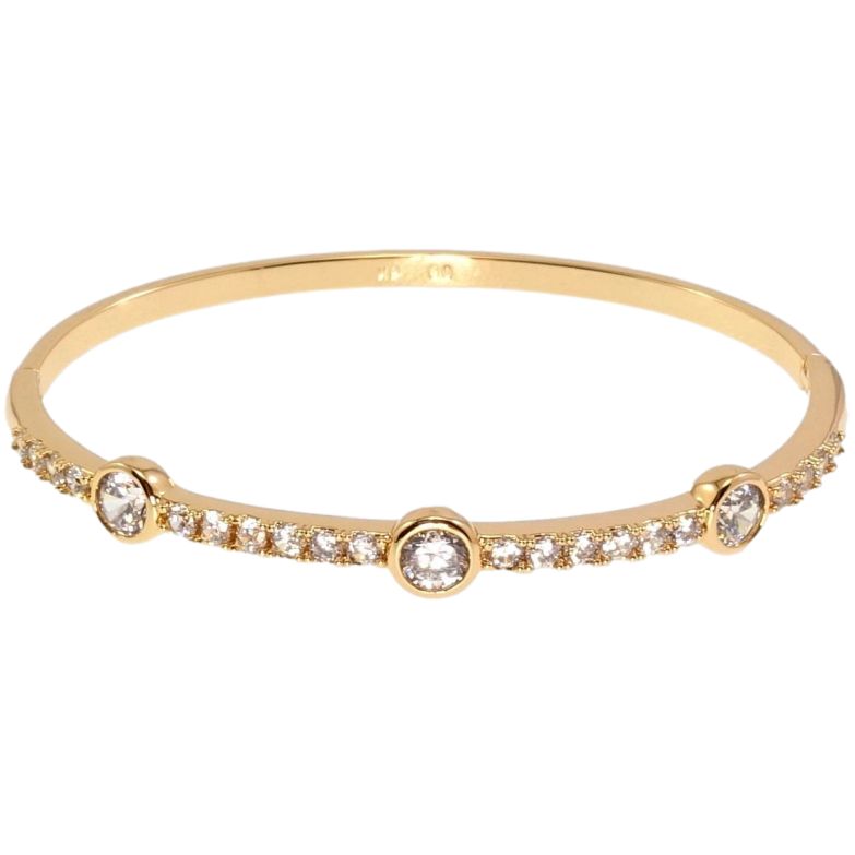 Браслет Xuping Позолота 18K Дорожка циркония с тремя фианитами ø 6см фото №6