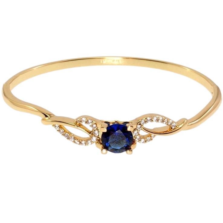 Браслет Xuping Позолота 18K Витончений орнамент із синім кристалом ø 6см фото №2