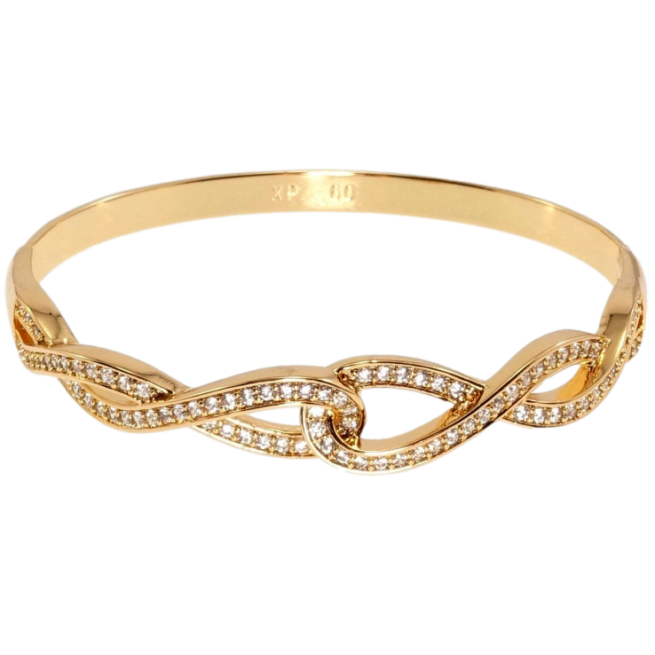 Браслет Xuping Позолота 18K Витонче сплетіння доріжок цирконію ø 6см фото №5 Браслет Xuping Позолота 18K Витонче сплетіння доріжок цирконію ø 6см фото №5