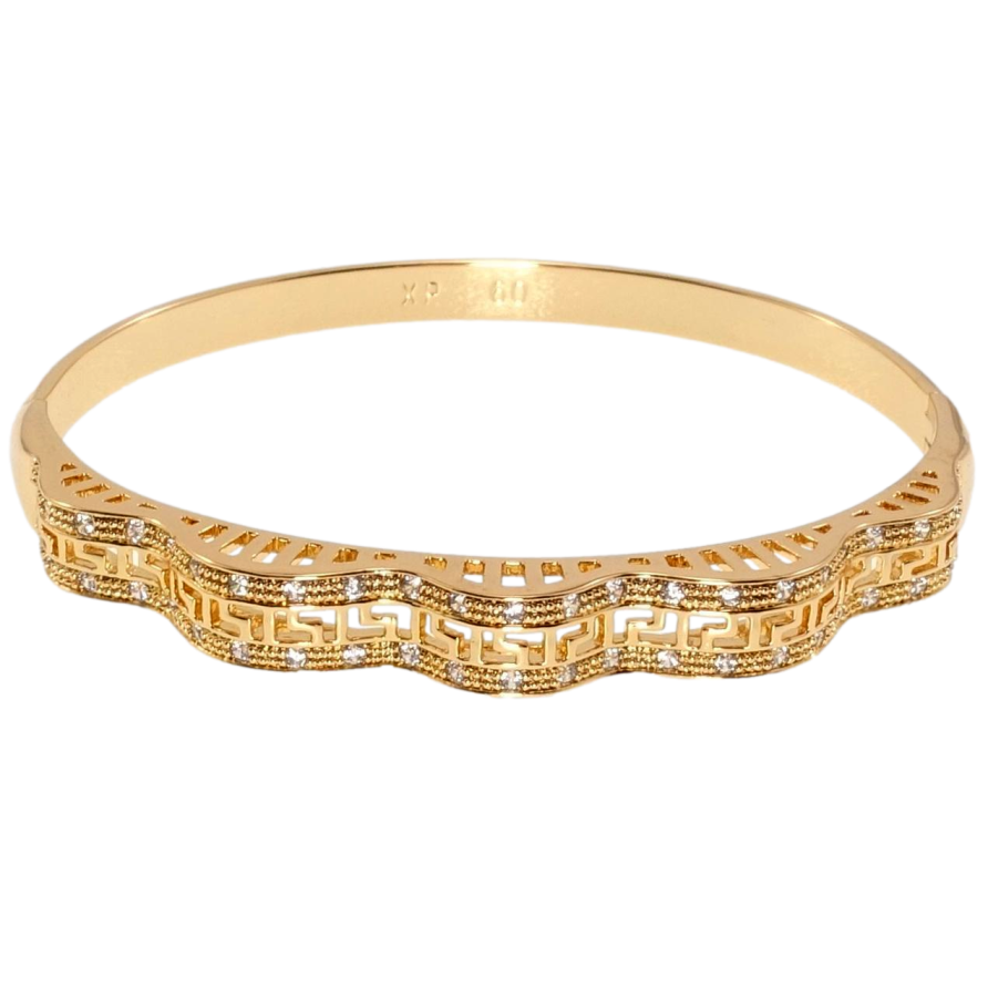 Браслет Xuping Позолота 18K Волнистая меандровая линия с вставками циркония ø 5,7см фото №1