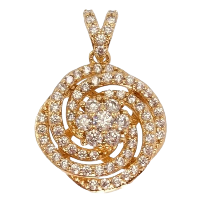 Кулон Xuping Позолота 18K Спіральний візерунок з квіточкою та інкрустація цирконій фото №1