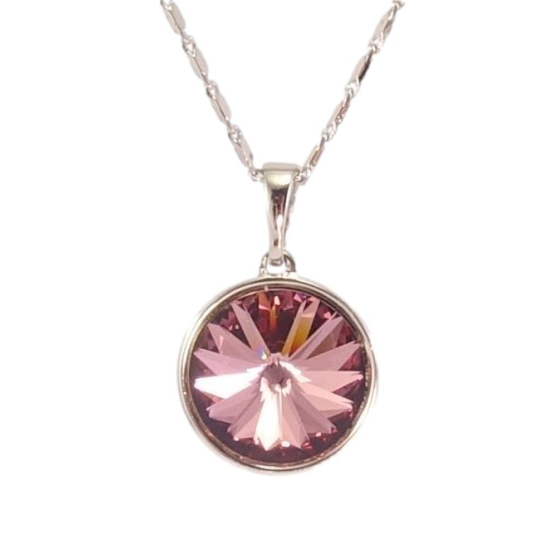 Кулон Xuping колір Родій з кр-ми Swarovski на ланцюжку Кристал Amethyst довжина 39-44см х 2мм фото №1