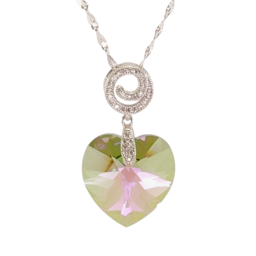 Кулон Xuping цвет Родий с кр-ми Swarovski на цепочке Кристальное сердечко Vitrail Light длина 39-44см х 2мм фото №1