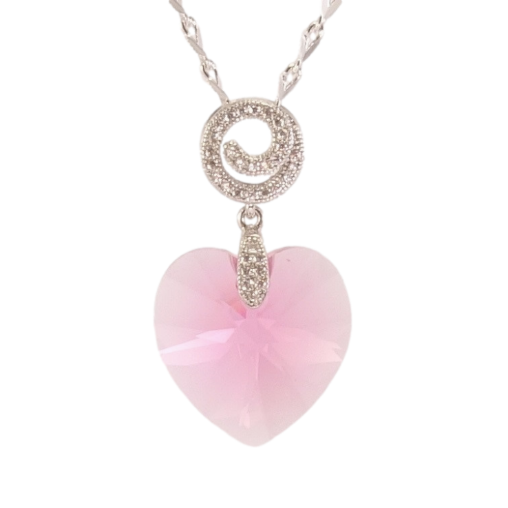 Кулон Xuping колір Родій з кр-ми Swarovski на ланцюжку Кристальне серце Rose довжина 39-44см х 2мм фото №3