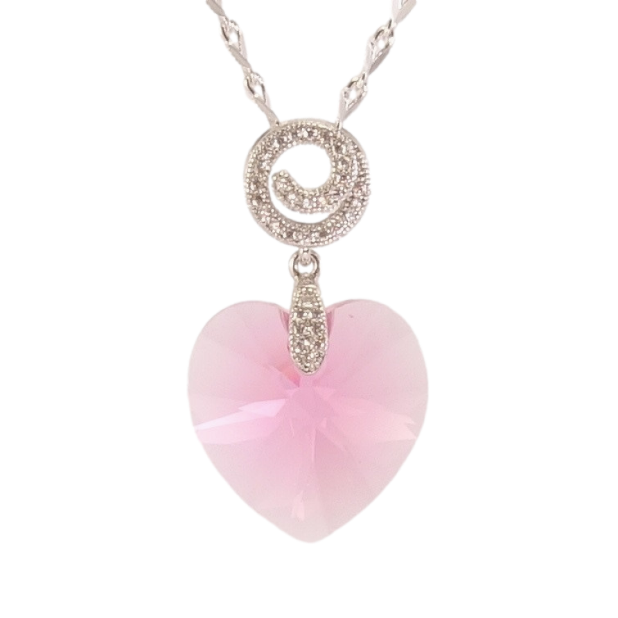 Кулон Xuping цвет Родий с кр-ми Swarovski на цепочке Кристальное сердечко Rose длина 39-44см х 2мм фото №1