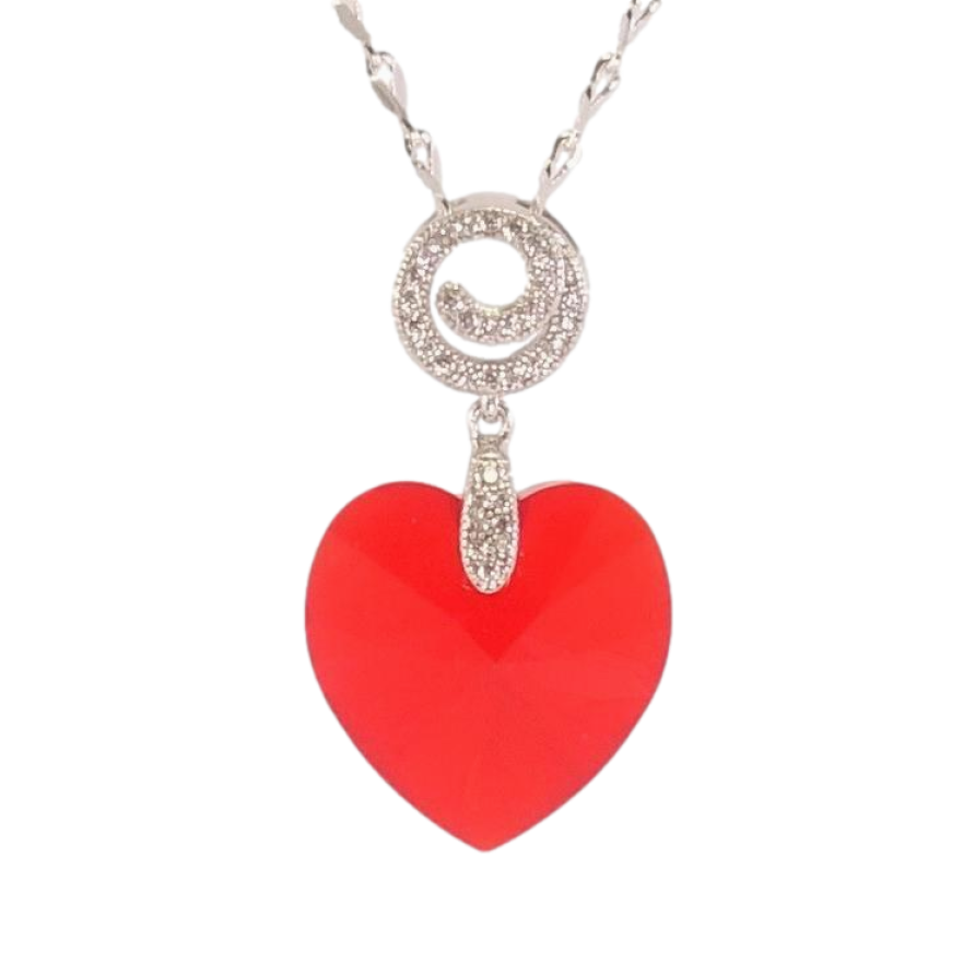 Кулон Xuping колір Родій з кр-ми Swarovski на ланцюжку Кристальне серце Siam довжина 39-44см х 2мм фото №1