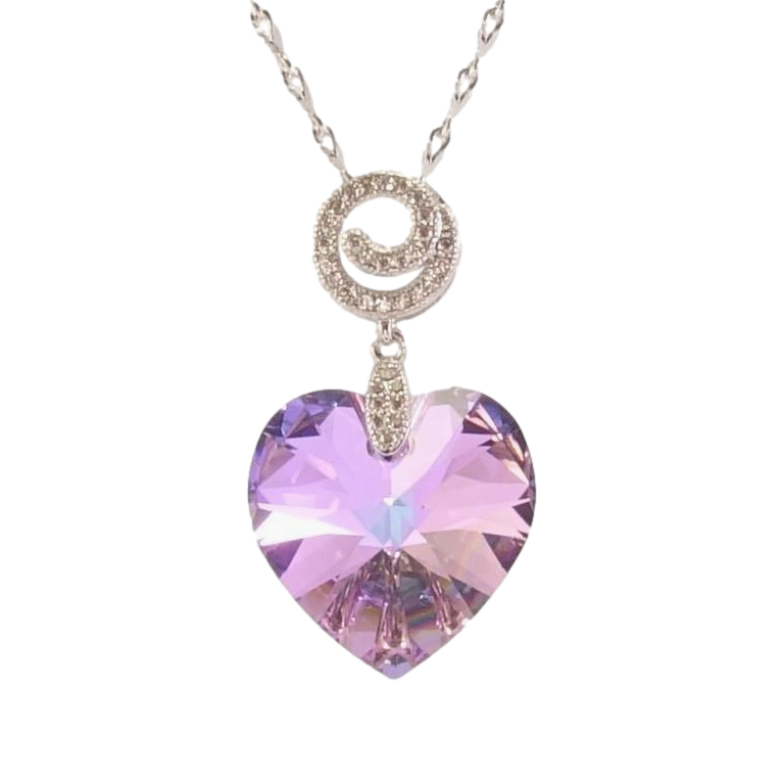 Кулон Xuping колір Родій з кр-ми Swarovski на ланцюжку Кристальне серце Paradise Shine довжина 39-44см х 2мм фото №1