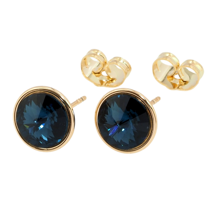 Сережки Xuping колір 18K з кристалами Swarovski пусети Кристал Montana в ободковій оправі ø 10мм фото №25