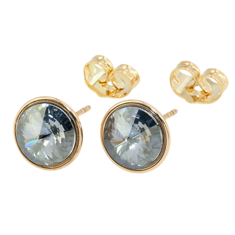 Серьги Xuping цвет 18K с кристаллами Swarovski пусеты Кристалл Silver Shade в ободковой оправе ø фото №16