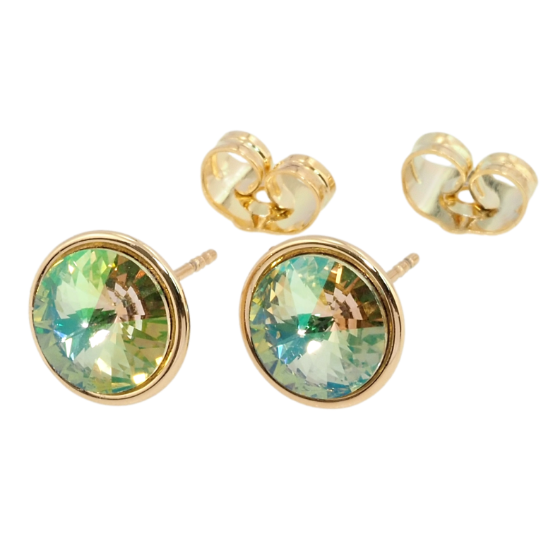 Сережки Xuping колір 18K з кристалами Swarovski пусети Кристал Tabac в ободковій оправі ø 10мм фото №5