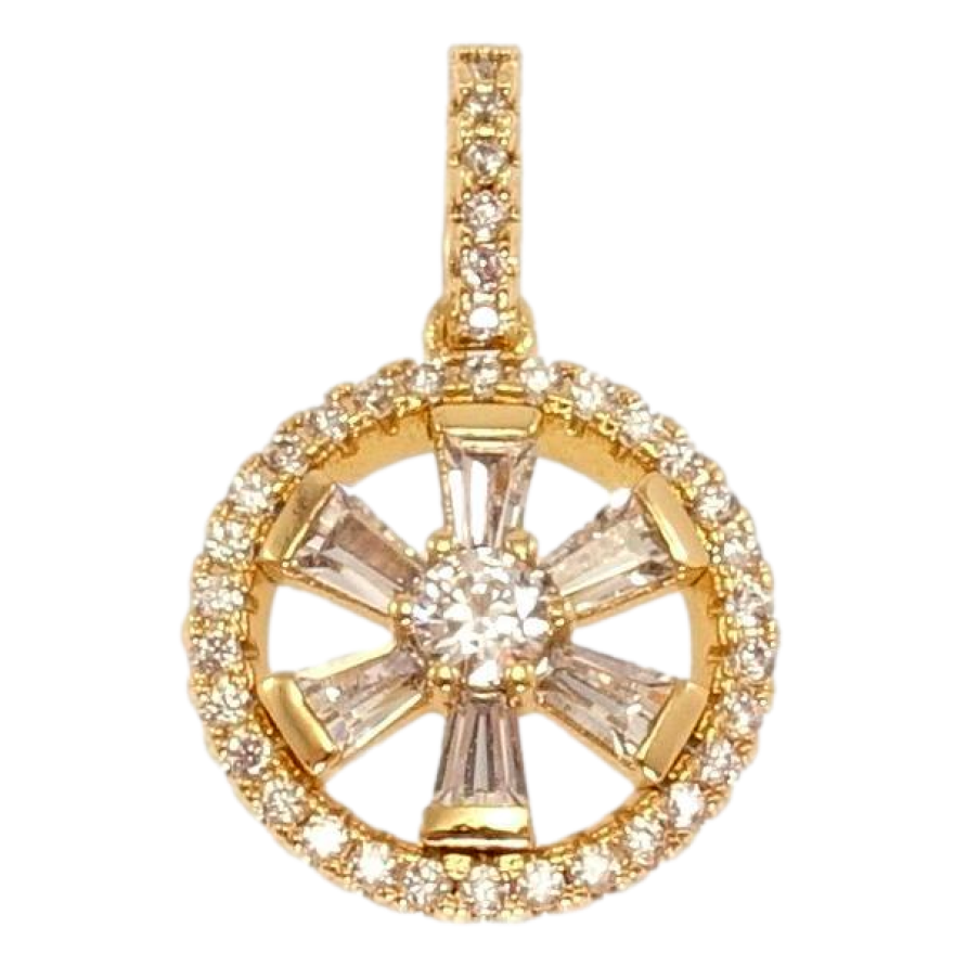 Кулон Xuping Позолота 18K Кристальна квітка в кільці фото №1 Кулон Xuping Позолота 18K Кристальна квітка в кільці фото №1