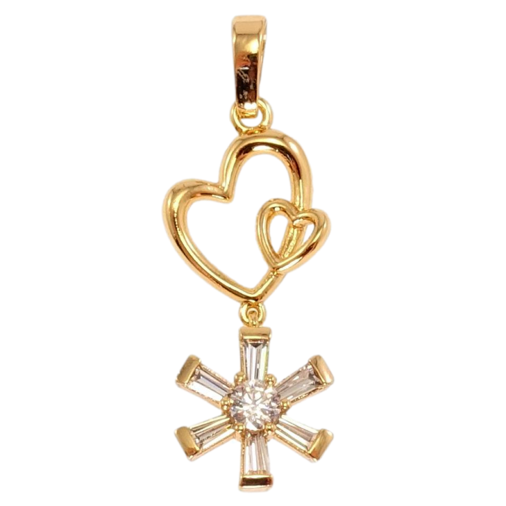 Кулон Xuping Позолота 18K Сердечки з кришталевою зірочкою фото №5