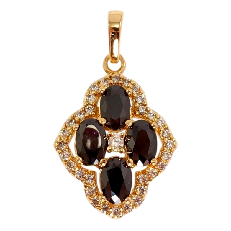 Кулон Xuping Позолота 18K Черные кристаллы в фигурном обрамлении циркония фото №1