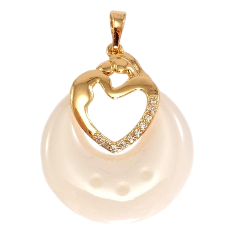 Кулон Xuping Позолота 18K Влюбленная пара с колечком из белой керамики фото №1