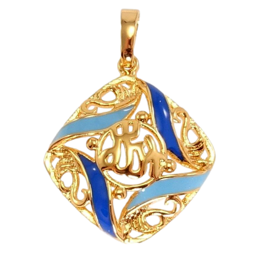 Кулон Xuping Позолота 18K Резная подвеска с сине-голубой эмалью и надписью Аллах фото №1