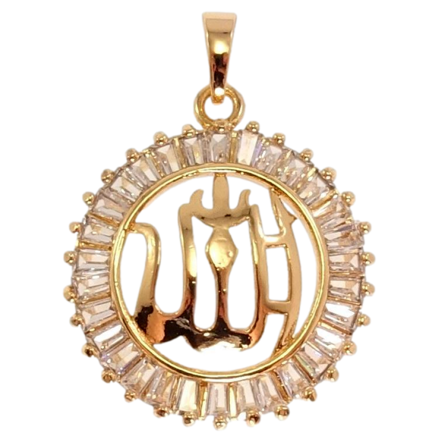 Кулон Xuping Позолота 18K Мусульманська підвіска з написом Аллах у кришталевому кільці фото №1