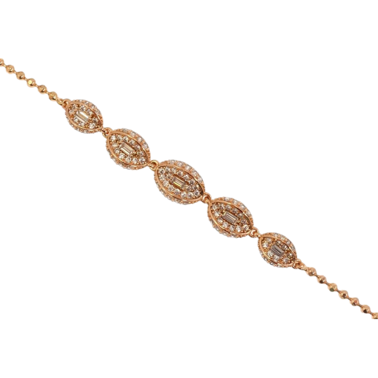 Браслет Позолота Xuping РО Плетение Перлина с овальными вставками из циркония длина с доп.замком 16-19см фото №6