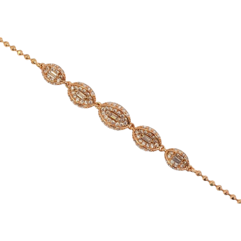 Браслет Позолота Xuping РВ Плетіння Перлина з овальними вставками з цирконію довжина з доп.замком 16-19см фото №1