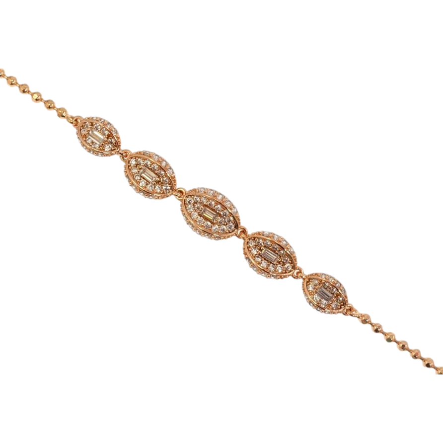 Браслет Позолота Xuping РО Плетение Перлина с овальными вставками из циркония длина с доп.замком 16-19см фото №1