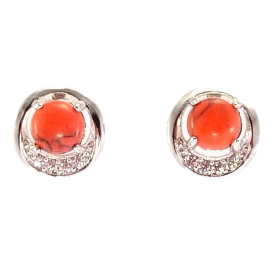 Сережки Xuping Родій пусети Червоне каміння в колечках з цирконієм ø 9мм фото №1