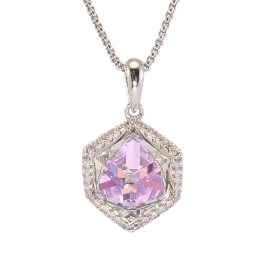 Кулон Xuping колір Родій з кр-ми Swarovski на ланцюжку Кристальний куб в обрамленні кристалів довжина 40-45см х 1мм фото №1