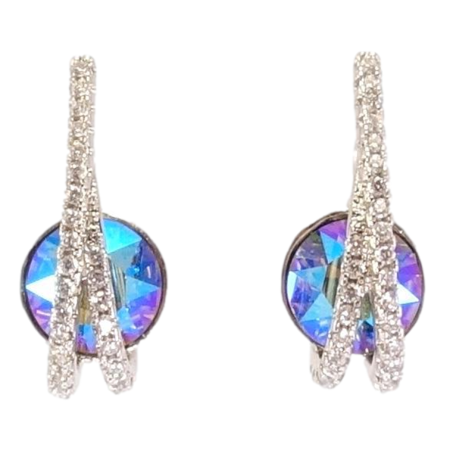 Сережки Xuping колір Родій з кристалами Swarovski пусети Кристали Sapphire AB з дужками фото №1