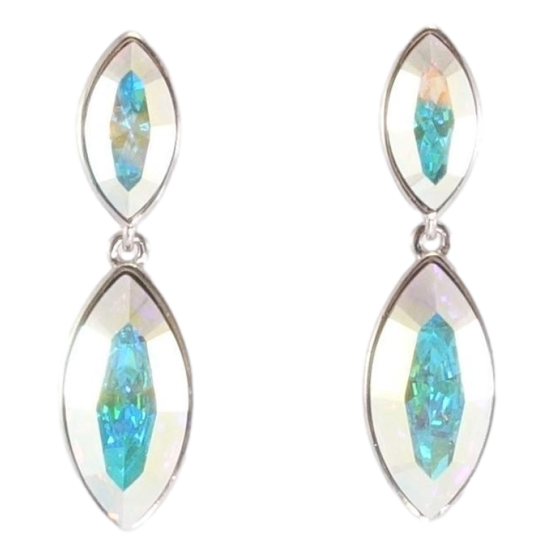 Серьги Xuping цвет Родий с кристаллами Swarovski пусеты Кристаллы АВ в огранке Маркиз фото №1