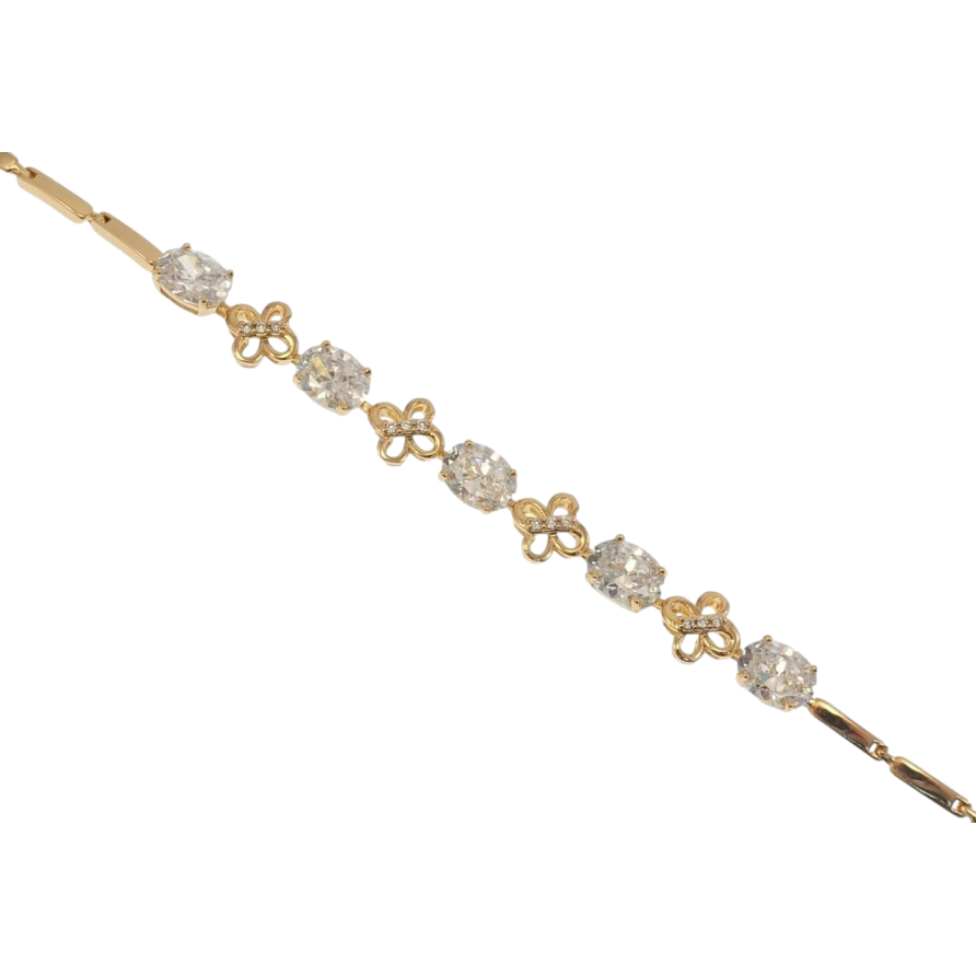 Браслет Xuping Позолота 18K Цветочки с кристаллами длина с доп.замком 17.5,19.5см х 3-8мм фото №1