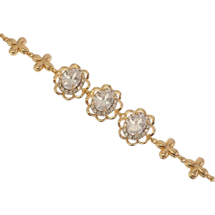 Браслет Xuping Позолота 18K Цветочные мотивы с кристаллами длина с доп.замком 17,19.5см х 9-14мм фото №13