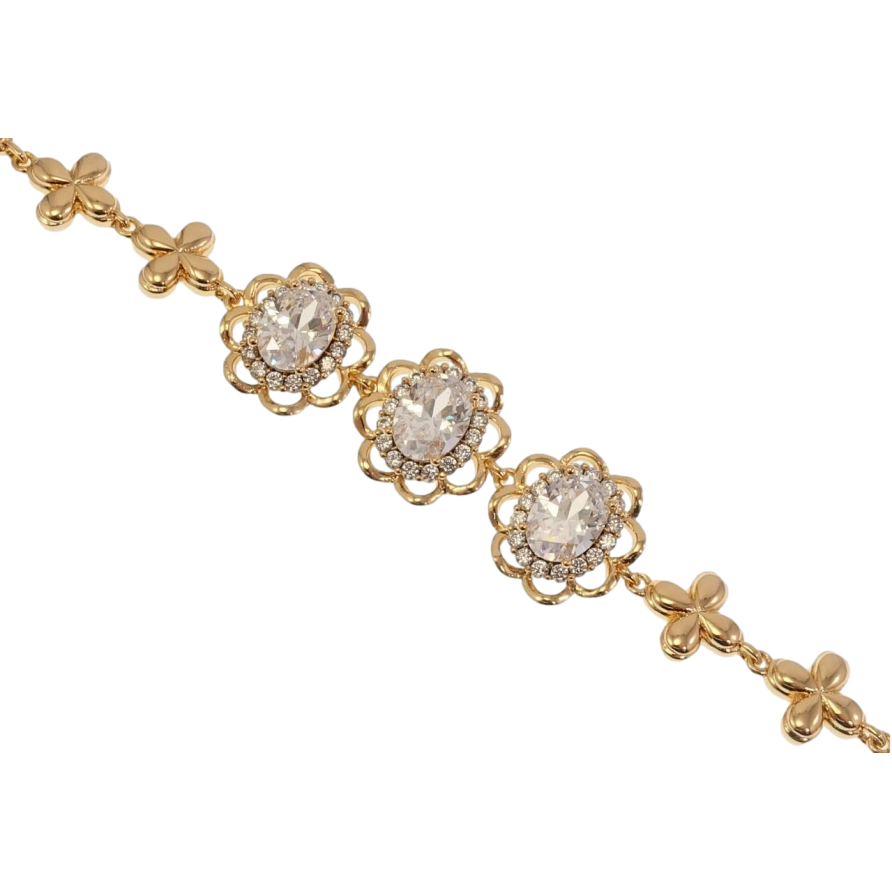 Браслет Xuping Позолота 18K Цветочные мотивы с кристаллами длина с доп.замком 17,19.5см х 9-14мм фото №1
