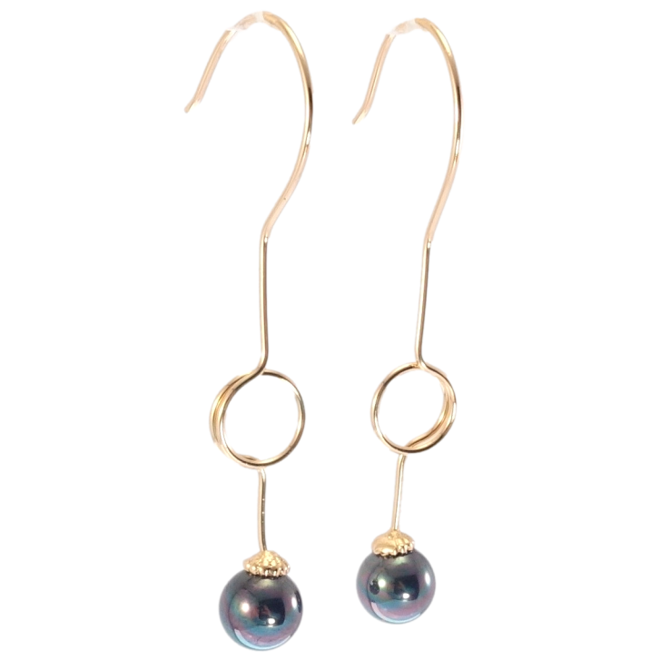 Серьги Xuping Позолота 18K французский замок Декоративные подвески с черным жемчугом фото №3