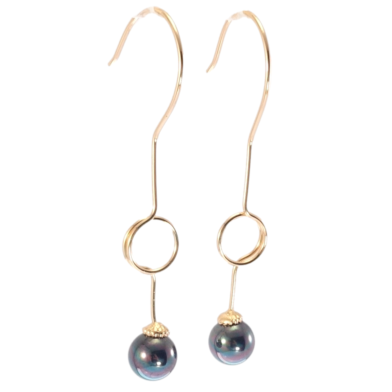 Серьги Xuping Позолота 18K французский замок Декоративные подвески с черным жемчугом фото №1