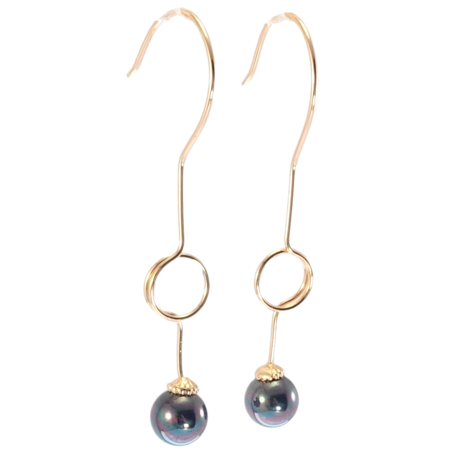 Сережки Xuping Позолота 18K французький замок Декоративні підвіски з чорними перлами фото №1