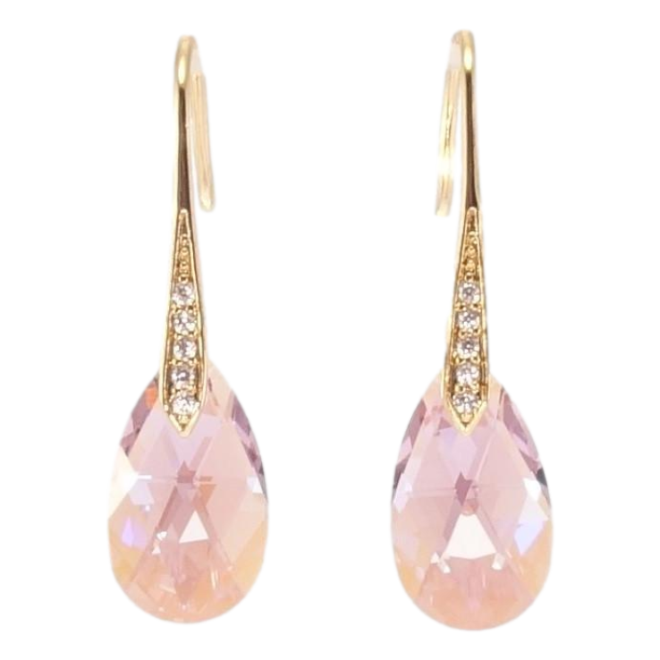 Серьги Xuping цвет 18K с кристаллами Swarovski французский замок Кристальные капельки Light Rose фото №10