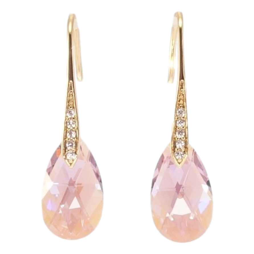 Серьги Xuping цвет 18K с кристаллами Swarovski французский замок Кристальные капельки Light Rose фото №1