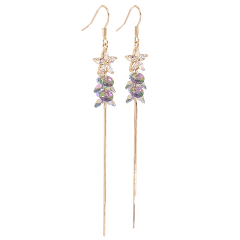 Серьги Xuping цвет 18K с кристаллами Swarovski французский замок Цветочное совершенство с кр-ми Vitrail фото №1