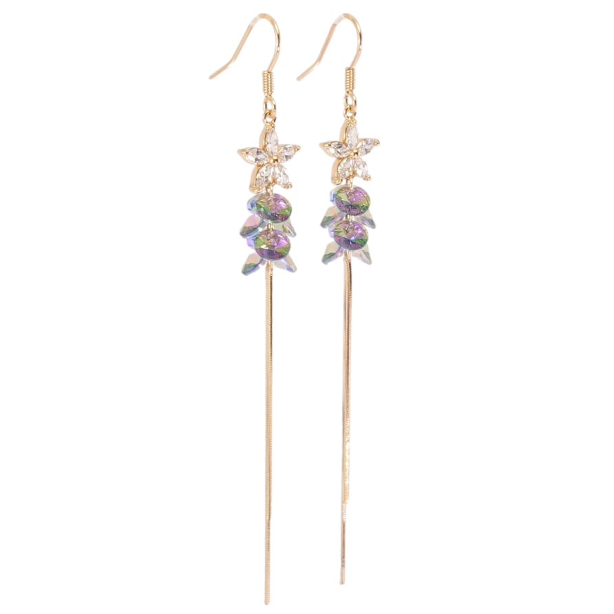 Сережки Xuping колір 18K з кристалами Swarovski французький замок Квіткова досконалість з кр-ми Vitrail Light фото №1