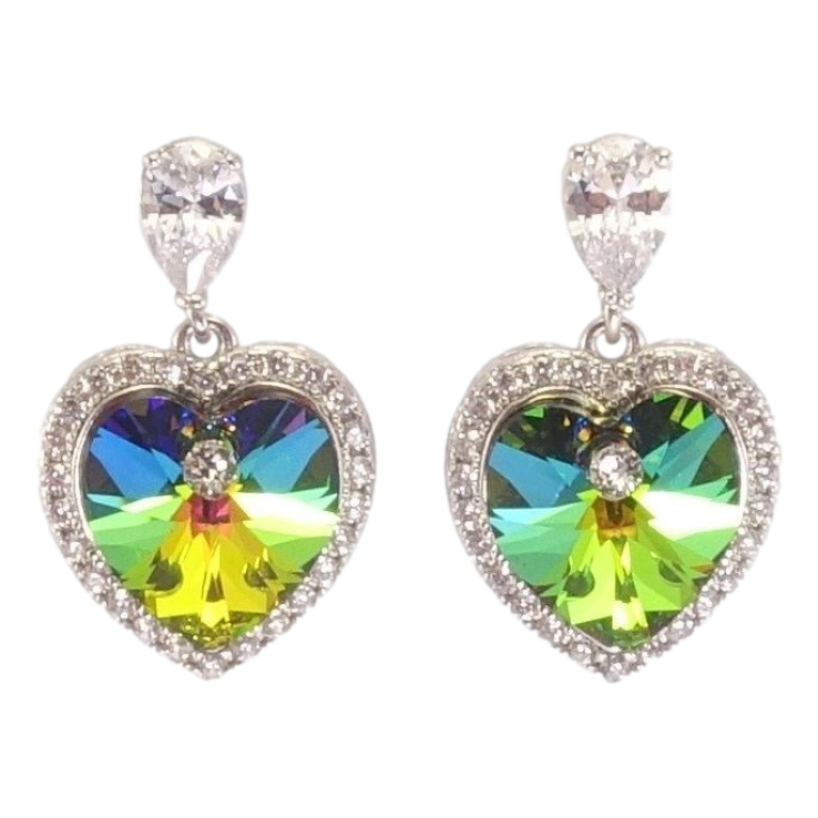 Сережки Xuping колір Родій з кристалами Swarovski пусети Кристальне серце Vitrail Medium в обрамленні фото №19 Сережки Xuping колір Родій з кристалами Swarovski пусети Кристальне серце Vitrail Medium в обрамленні фото №19