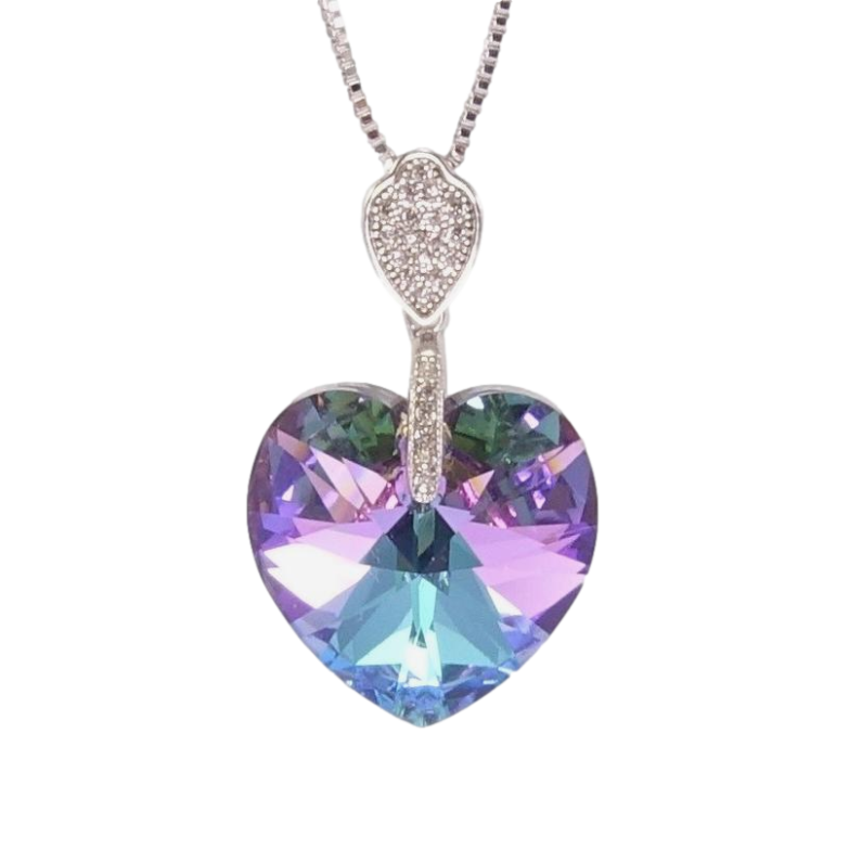 Кулон Xuping колір Родій з кр-ми Swarovski на ланцюжку Кристальне серце Paradise Shine довжина 40,5-46см х 1мм фото №1