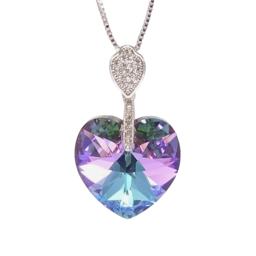 Кулон Xuping колір Родій з кр-ми Swarovski на ланцюжку Кристальне серце Paradise Shine довжина 40,5-46см х 1мм фото №1