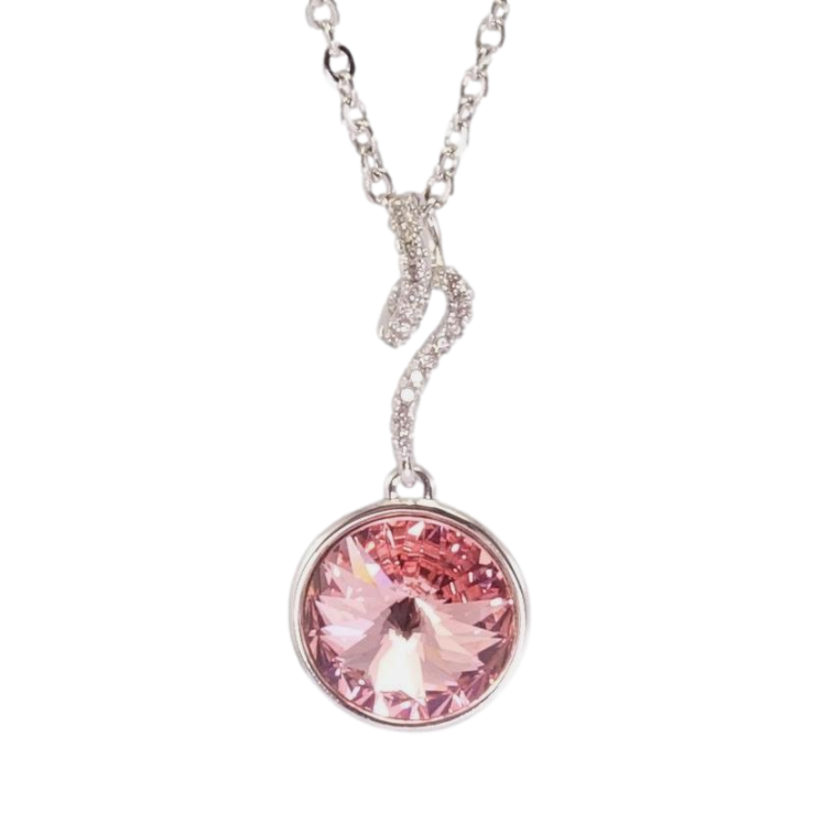 Кулон Xuping колір Родій з кр-ми Swarovski на ланцюжку Кристал Light Rose з завитком довжина 41-45,5см х 2мм фото №5