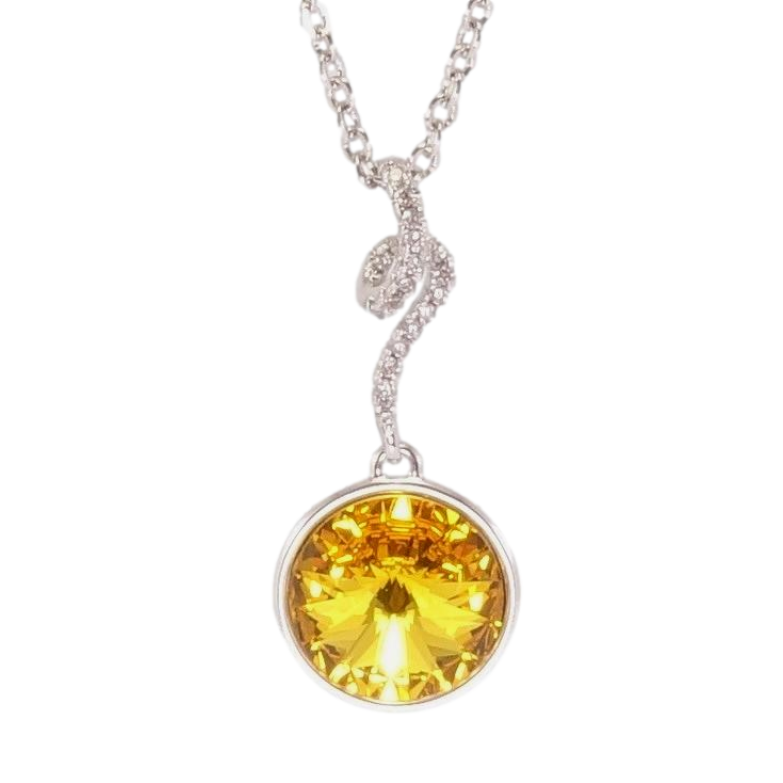 Кулон Xuping колір Родій з кр-ми Swarovski на ланцюжку Кристал Tangerine із завитком довжина 41-46см х 2мм фото №1