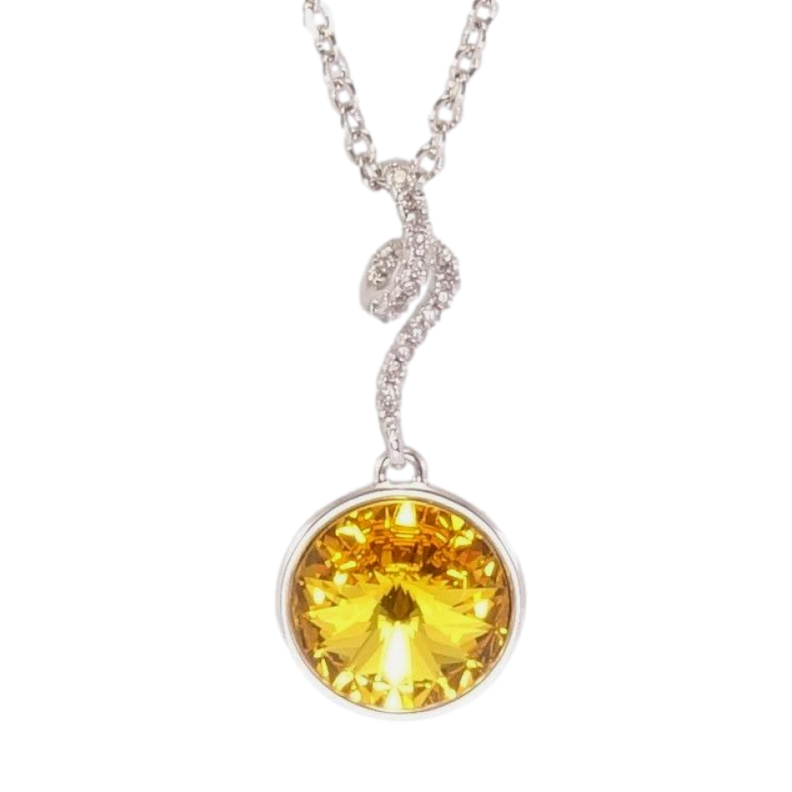 Кулон Xuping колір Родій з кр-ми Swarovski на ланцюжку Кристал Tangerine із завитком довжина 41-46см х 2мм фото №1