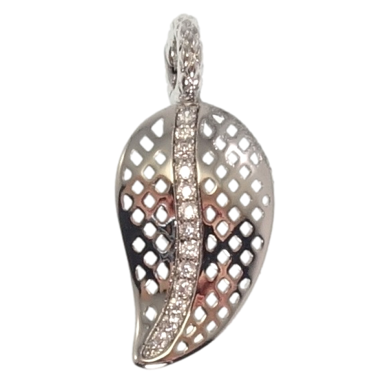 Кулон Xuping Родий Листик с дорожкой циркония фото №1 Кулон Xuping Родий Листик с дорожкой циркония фото №1
